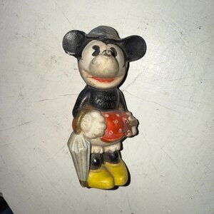WALT DISNEY MINNIE MOUSE WITH ACCORDIAN BISQUE PORCELAIN FIGURINE 1930s